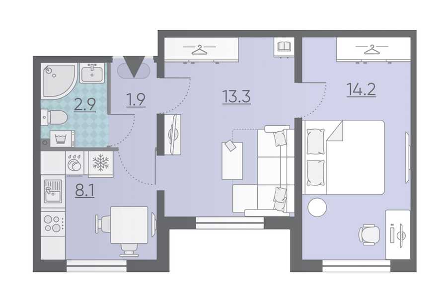 Двухкомнатная квартира в : площадь 40.4 м2 , этаж: 1 – купить в Санкт-Петербурге